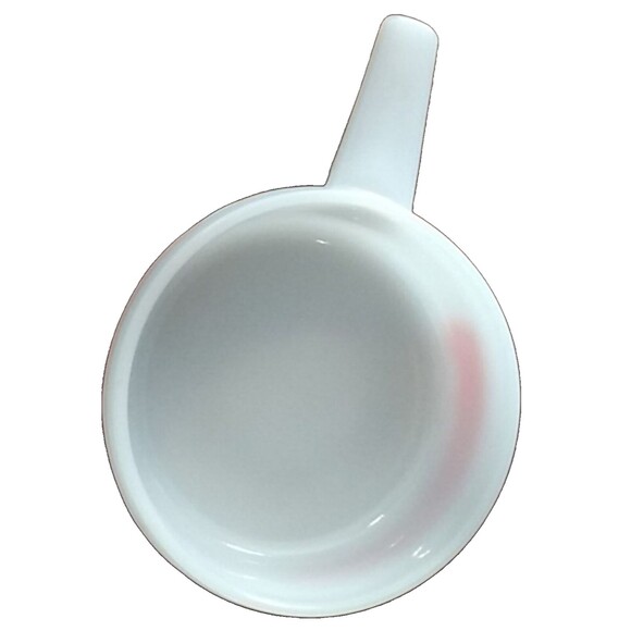 Jeannette GlasBake 14 oz Milk Glass Ovenware Bowl Handle J-2639 Red USA Vintage - Picture 2 of 5